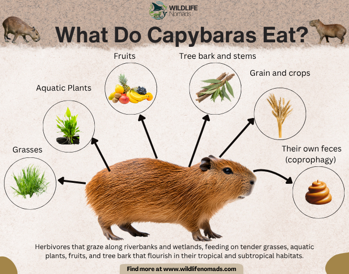 What Do Capybaras Eat? diet - feeding infographic