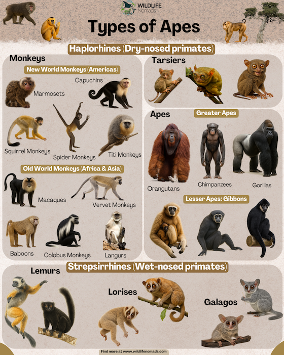 Types-of-primates-infographic.webp infographic showing the types of primates in the world