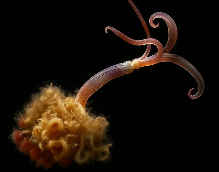 Zombie Worm close up with black background
