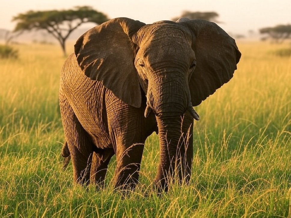 an african Elephant on a grass field