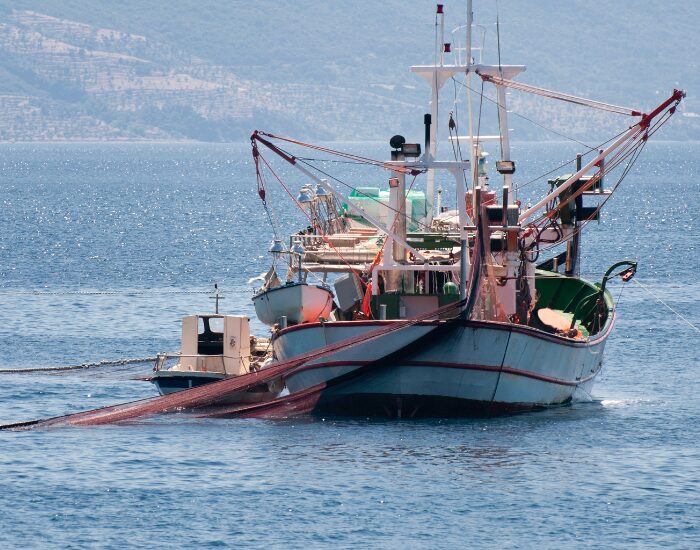 a fishing vessel in the ocean