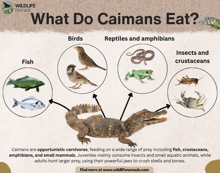 What Do Caimans Eat? infographic