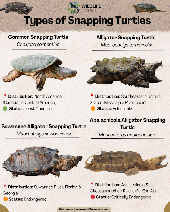 Types-of-snapping-turtles-1.webp Types of snapping turtles infographic