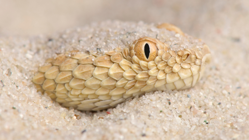close up portrait of a sand viper