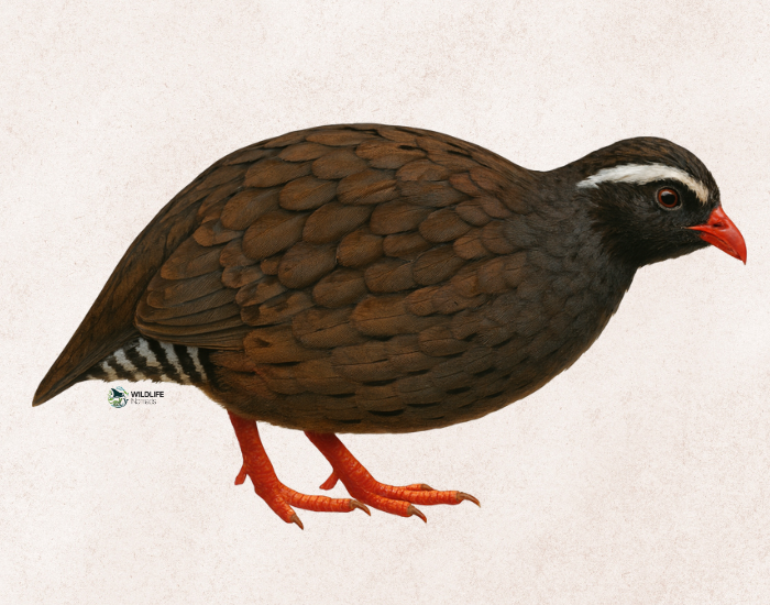 Himalayan-Quail-Ophrysia-superciliosa-1.webp Himalayan Quail (Ophrysia superciliosa) with brown background