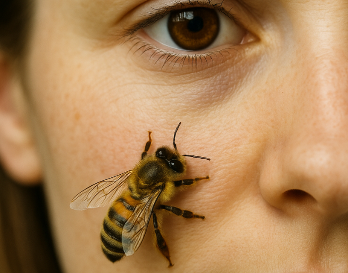 Honeybees-recognize-and-remember-human-faces.webp AI recreation of a bee standing over a human face