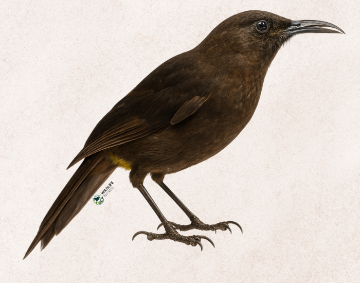Kauaʻi ʻŌʻō (Moho braccatus) Kauaʻi ʻŌʻō bird with brown background