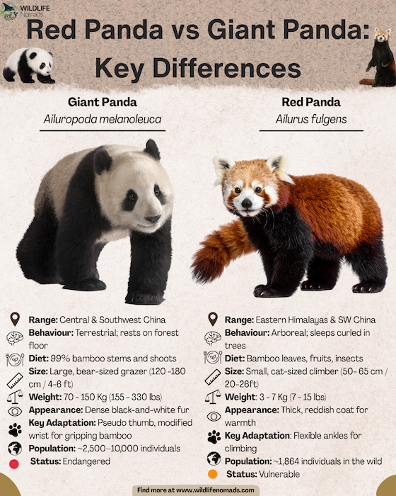 Red Panda vs Giant Panda: key differences
