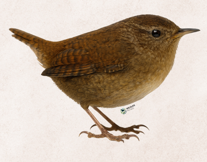 Stephens-Island-Wren-Traversia-lyalli-1.webp Stephens Island Wren with brown background illustration