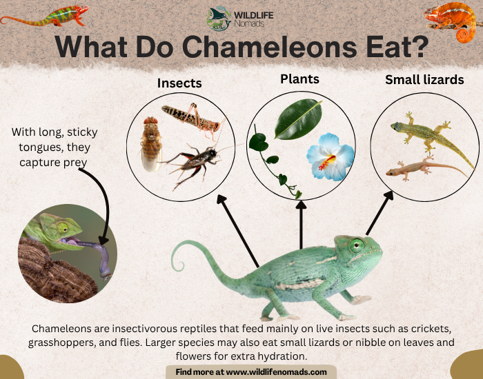 infographic showing what do chameleons eat