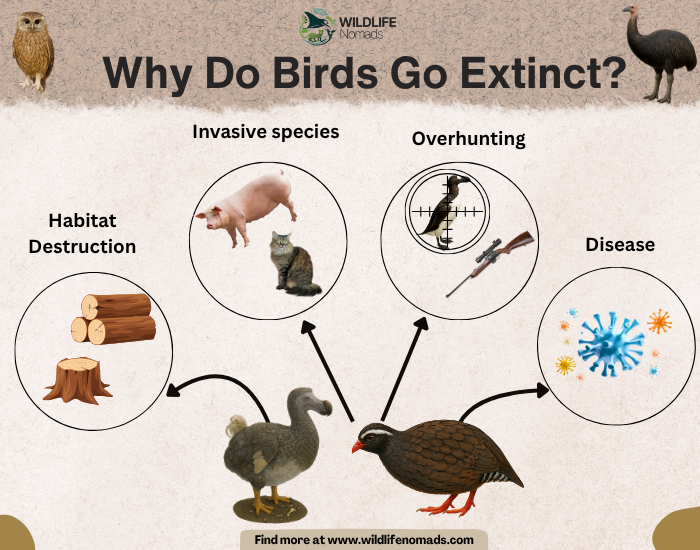 Why-Do-Birds-Go-Extinct-.webp Why Do Birds Go Extinct? infographic showing 4 mainr easons