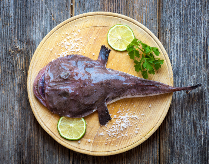 angler fish served on dish 