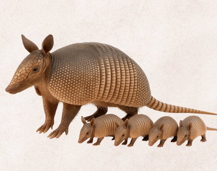 armadillo with 4 babies 