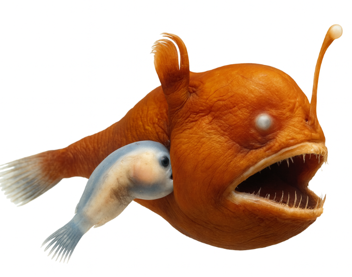 male anglerfish sticking to the female