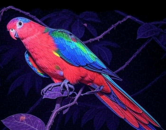 uv-light-king-parrot.webp australian kig parrot under UV light - image generated by AI
