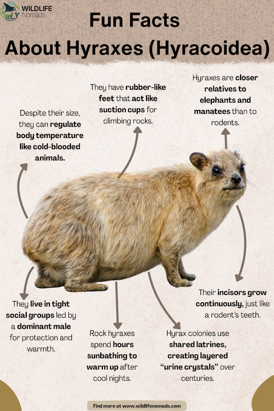 Fun Facts  About Hyraxes (Hyracoidea) infographic