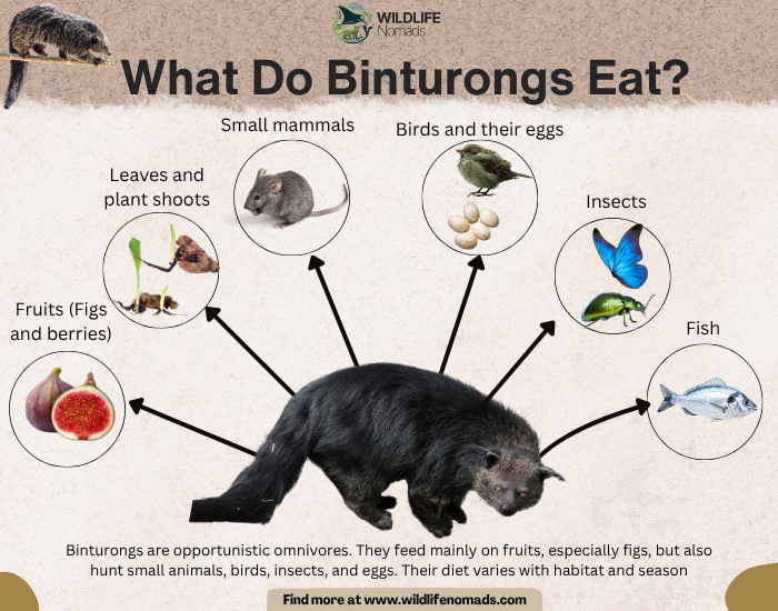 What-Do-Binturongs-Eat-diet.webp INFOGRAPHIC SHOWING Binturong Diet
