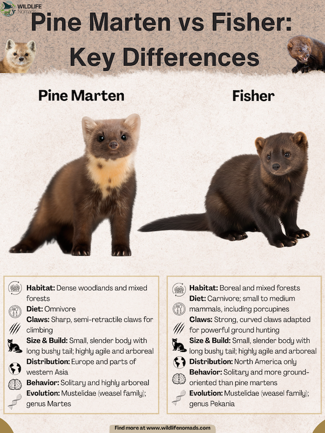Pine Marten vs Fisher:  Key Differences infogrpahic