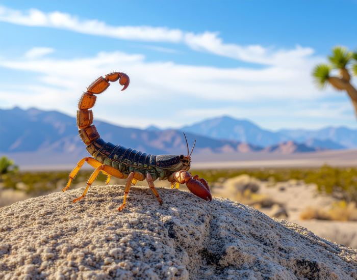 Arizona-bark-scorpion.webp arizona bark scorpion on top of a rock with a nature background