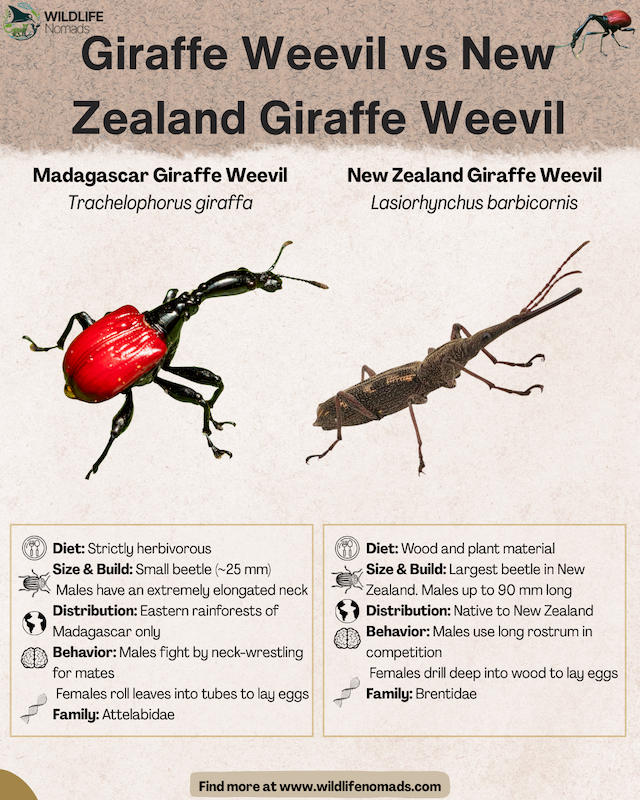 Giraffe Weevil vs New Zealand Giraffe Weevil infograohic