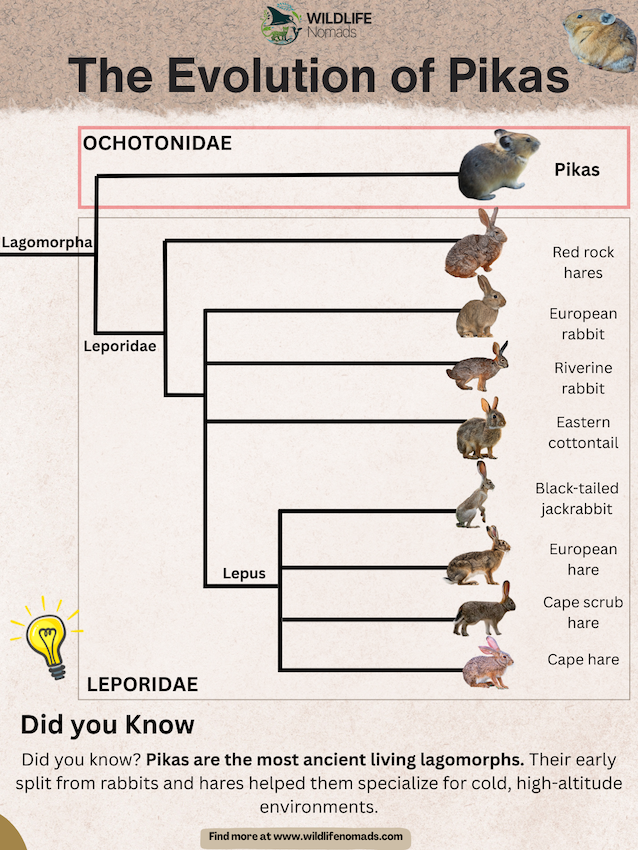 infographic showing the evolution of pikas within the lagomorph family, by cesar medina davila
