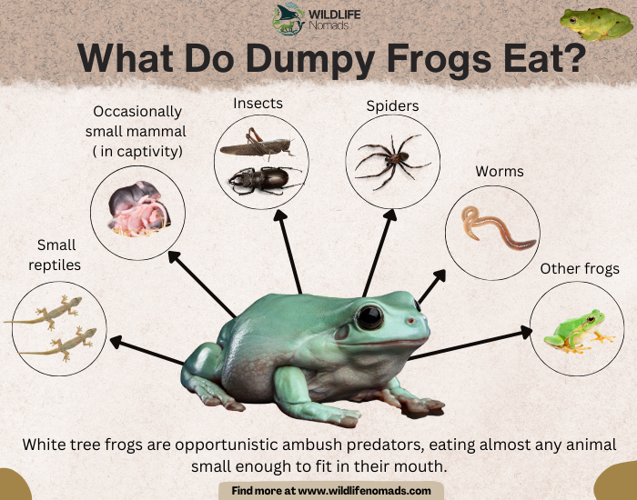 What-Do-Dumpy-Frogs-Eat.webp infographic showing the diet of a dumpy frog