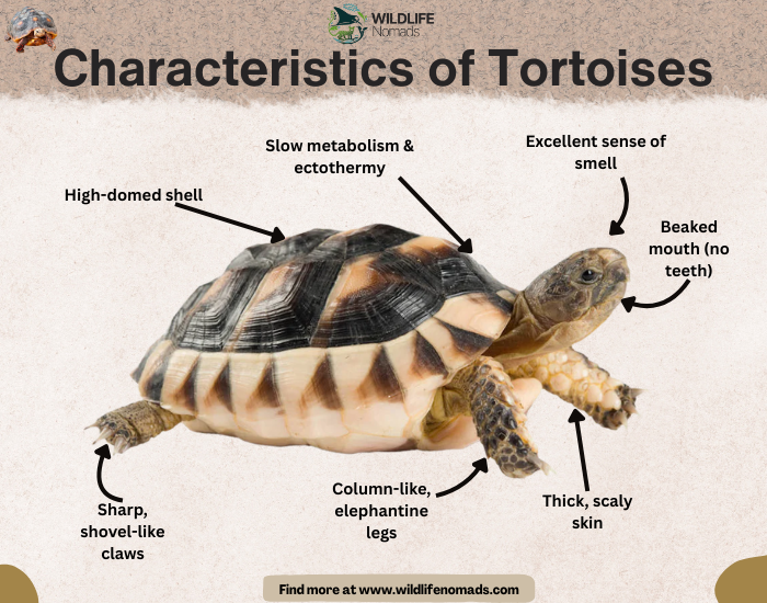 infographic showing Key Anatomical features of tortoises like shell or legs