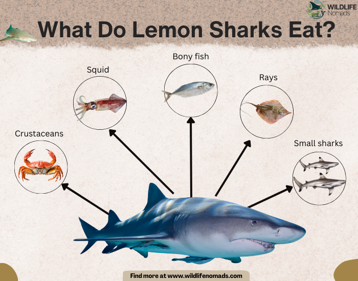 infographic showing the main diet of lemon sharks