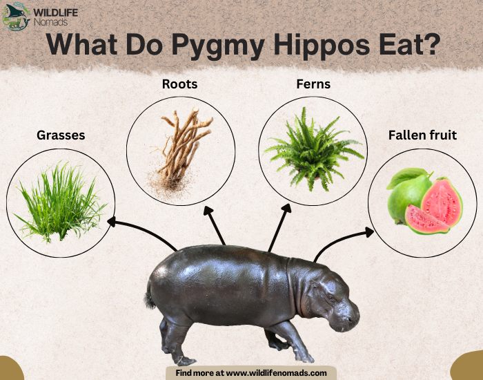 What-Do-Pygmy-Hippos-Eat.webp What Do Pygmy Hippos Eat? infographic showing main food sources un bubbles