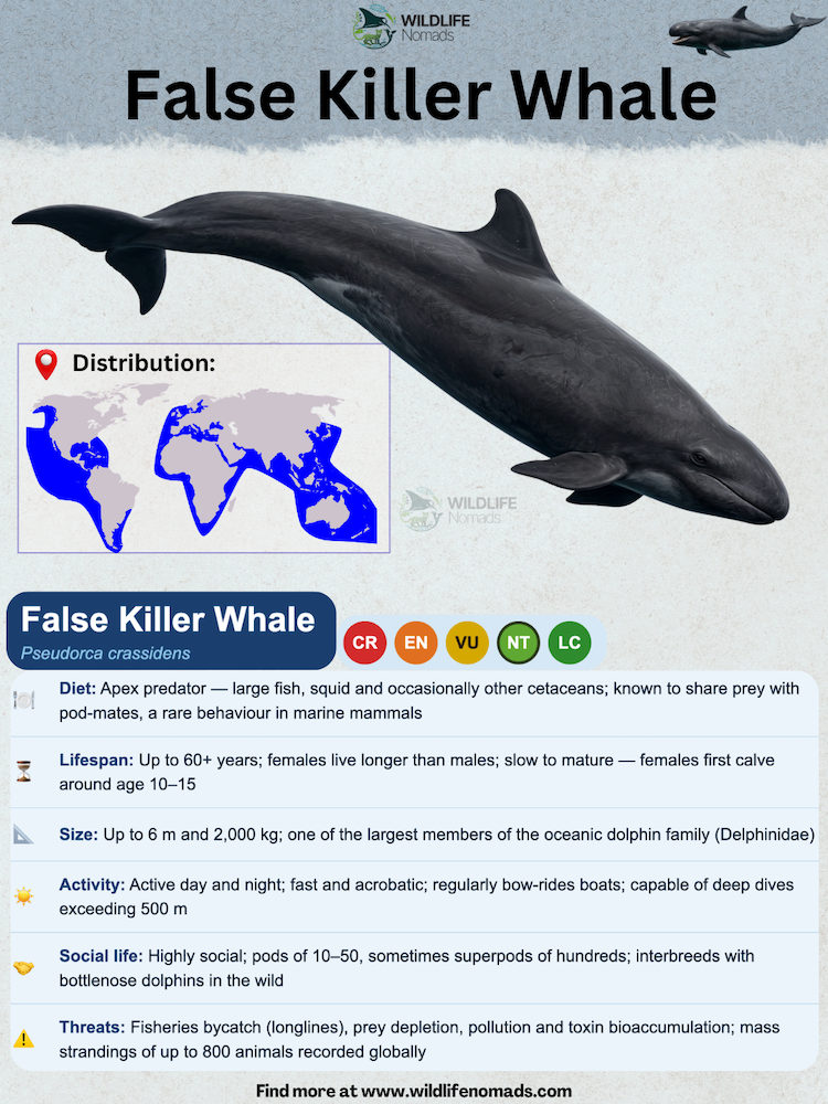False-Killer-Whale-species-animal-profile.webp false killer whale (pseudorca crassidens) species profile shwoing information like diet