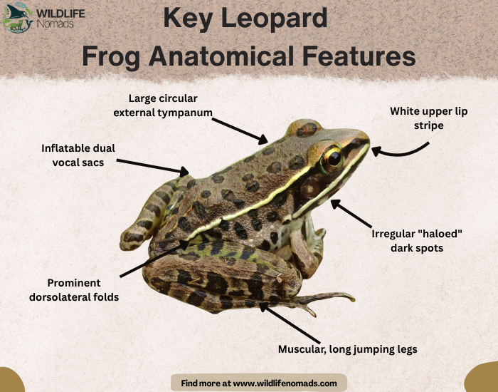 Key Leopard Frog Anatomical Features infographic chart