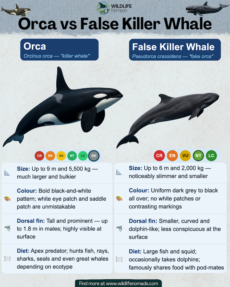 Orca-vs-False-Killer-Whale.webp Orca vs False Killer Whale infographic showing a comparisson between the 2