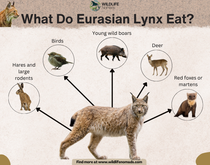 What-Do-Eurasian-Lynx-Eat.webp infographic showing the five main food sources of the eurasian lynx