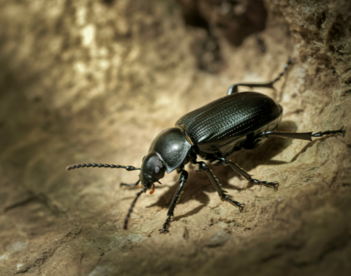 black-ground-beetle.webp ground beetle walking on soild