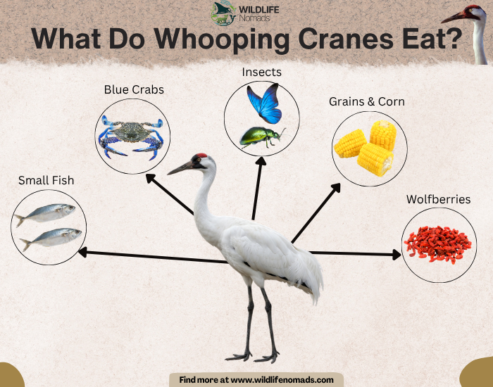 chart showing the main diet of whooping cranes