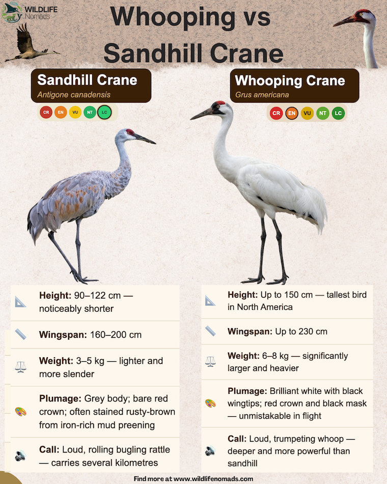 Whooping vs Sandhill Crane infographic chart comparison