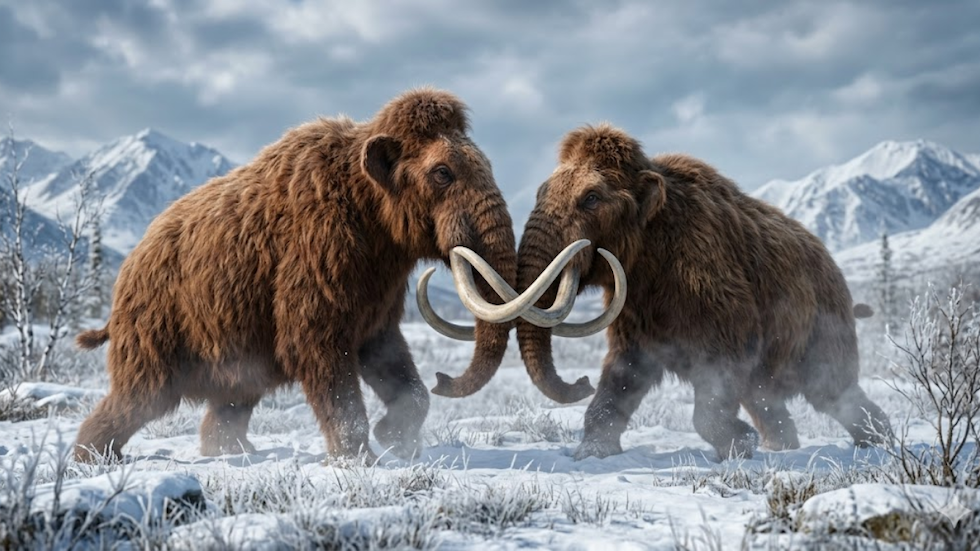 Mammoths fighting