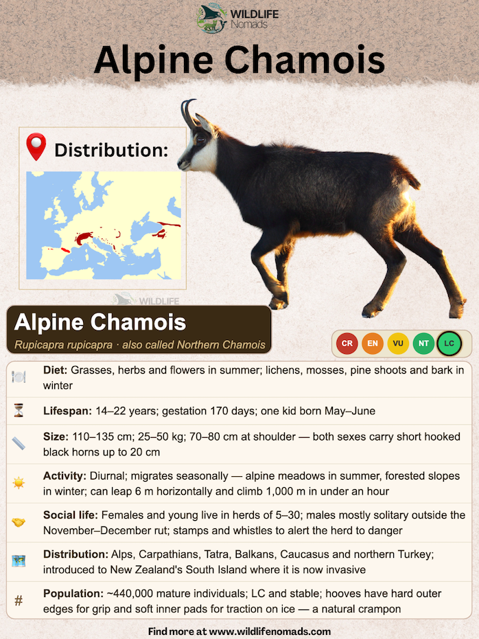 a species profile card about the chamois