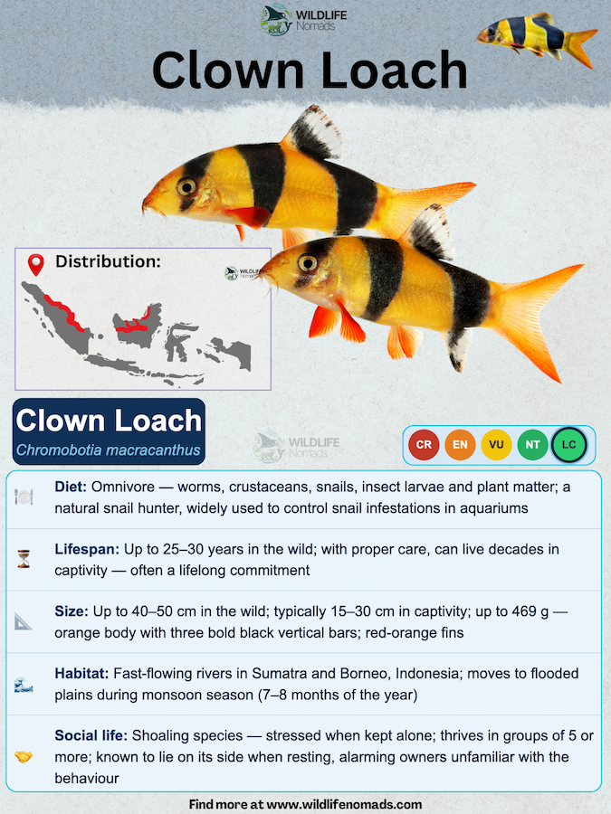 clown loach species profile showing important information