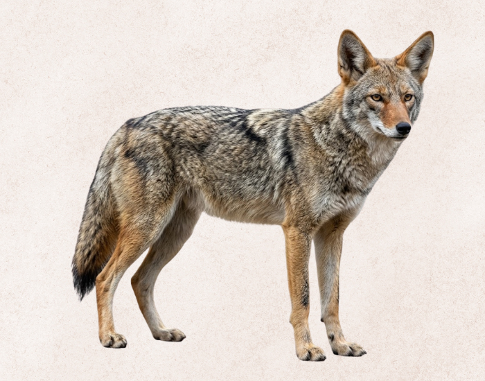a mexican coyote illustration with brown background