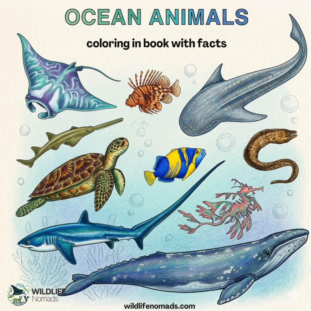 Ocean Animals coloring book cover