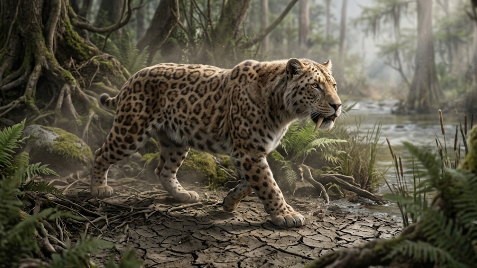 Saber-Toothed Cat in its natural habitat prehistoric