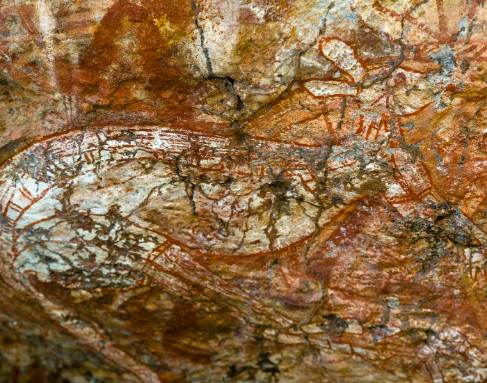 an aboriginal  painting of a kangaroo