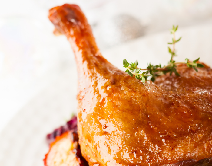 roasted duck leg with red cabbage