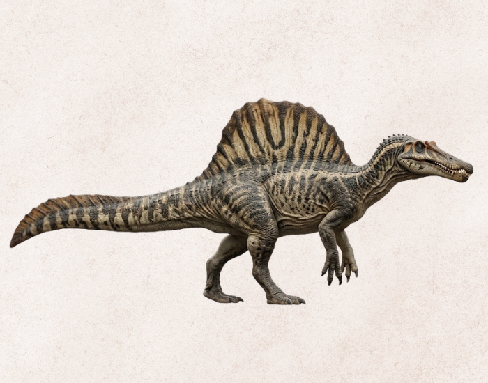 Spinosaurus, showing its sail and crocodile-like snout